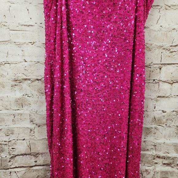 Retrofete Billy Sequin Dress in Knockout Pink Size XL NWT Spaghetti Straps - Picture 8 of 13